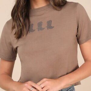 Wild Wild Style Light Brown Cowboy Boot Graphic Tee Lulus
